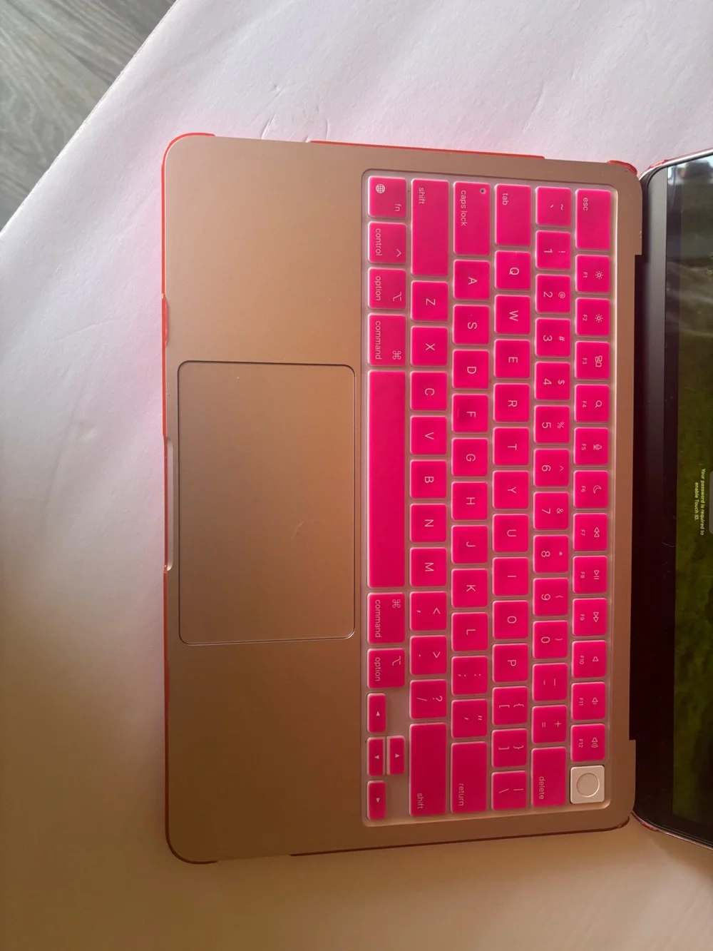 Apple Macbook Neo Laptop 13 inch  with Bright Pink Silicone Keyboard Cover